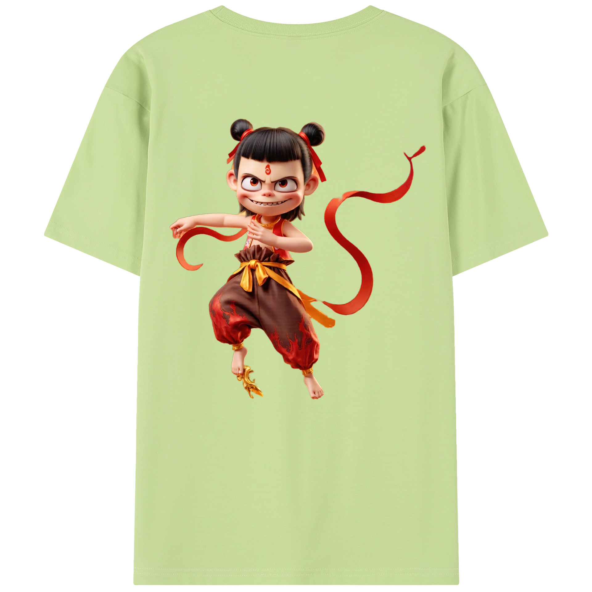 （画像用） Ne Zha 2 ナタ 魔童の大暴れ 綿100％半袖Tシャツ（背面プリント）
